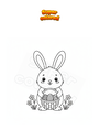 Dibujo para colorear Conejo con huevos de Pascua