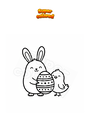 Dibujo para colorear Conejo y pollito con huevo de Pascua