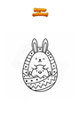 Dibujo para colorear Conejo y pollito en forma de huevo de Pascua
