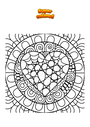 Dibujo para colorear Corazón Amor Mandala Zentangle