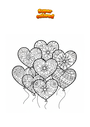 Dibujo para colorear Corazón Globos Mandala Zentangle