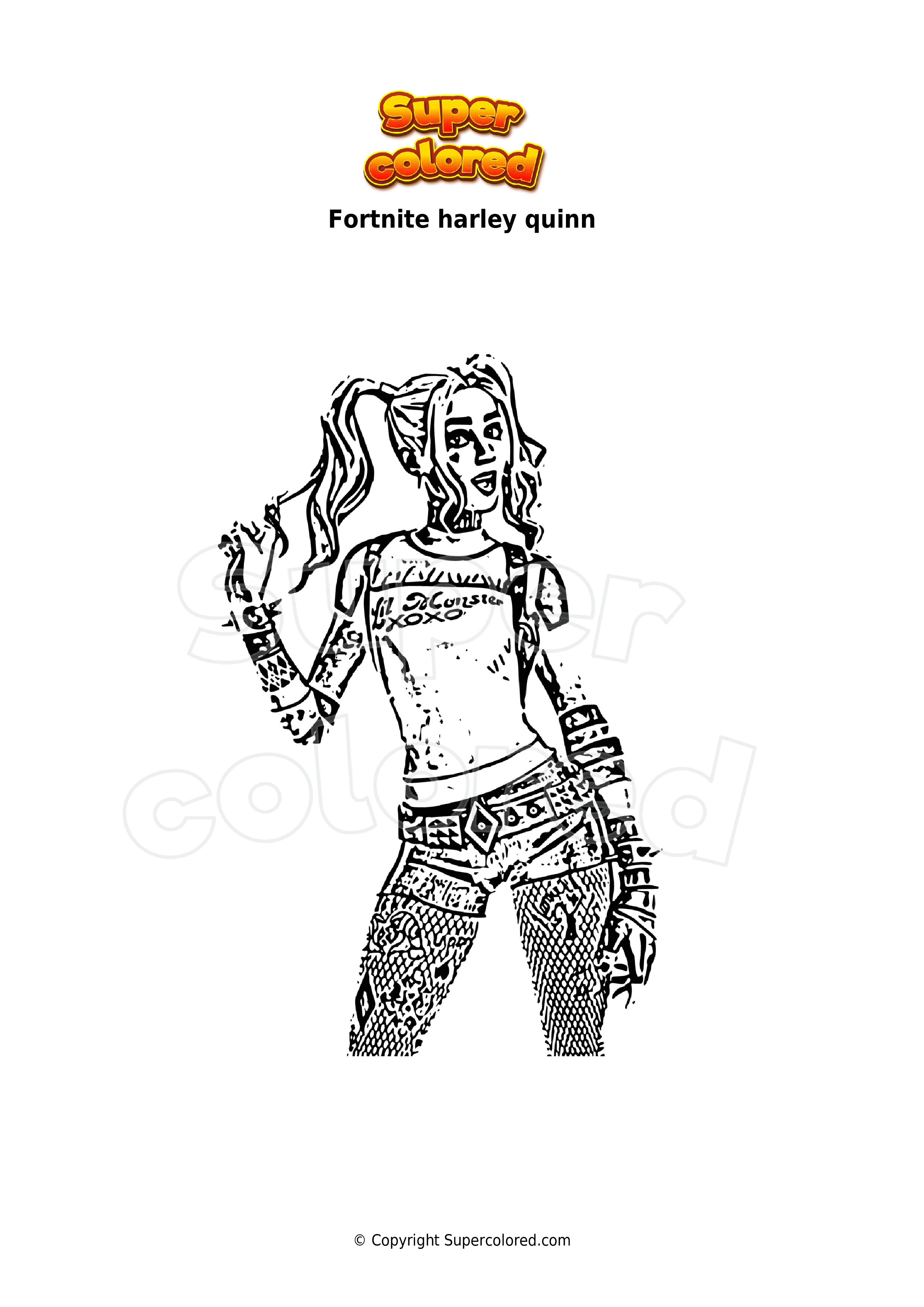 Dibujo para colorear Fortnite harley quinn 