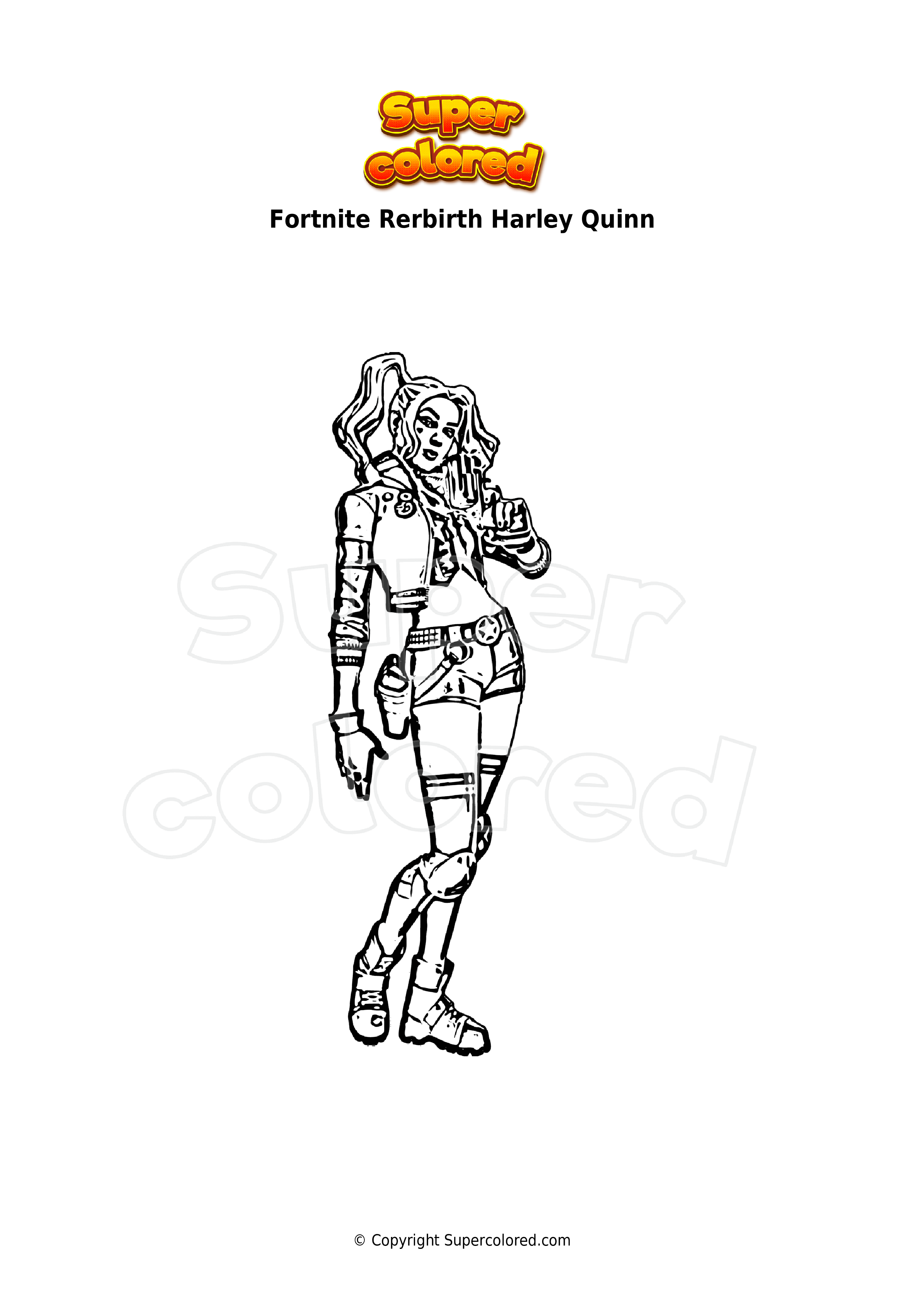 Dibujo para colorear Fortnite Rerbirth Harley Quinn 