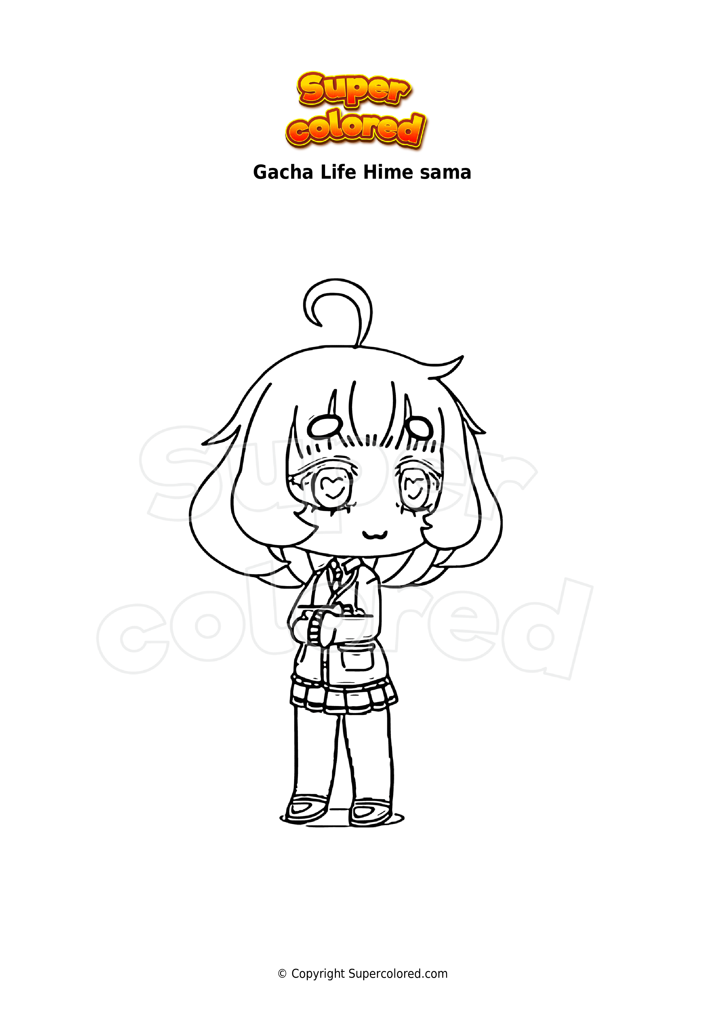 Dibujo para colorear Gacha Life Hime sama 