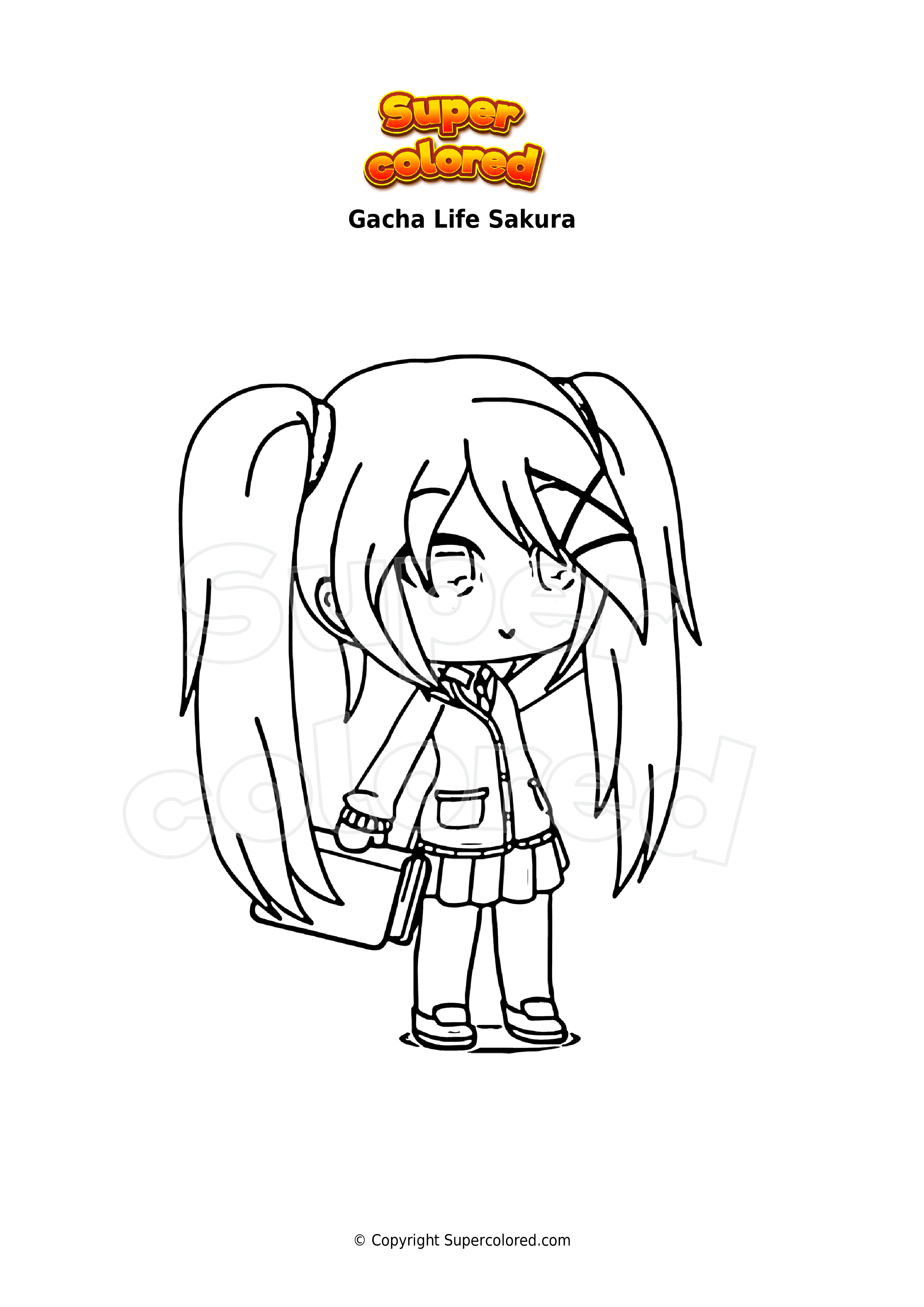 Dibujo para colorear Gacha Life Sakura 