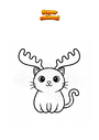 Dibujo para colorear Gato con cuernos de alce