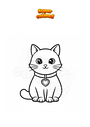 Dibujo para colorear Gato con etiqueta de nombre