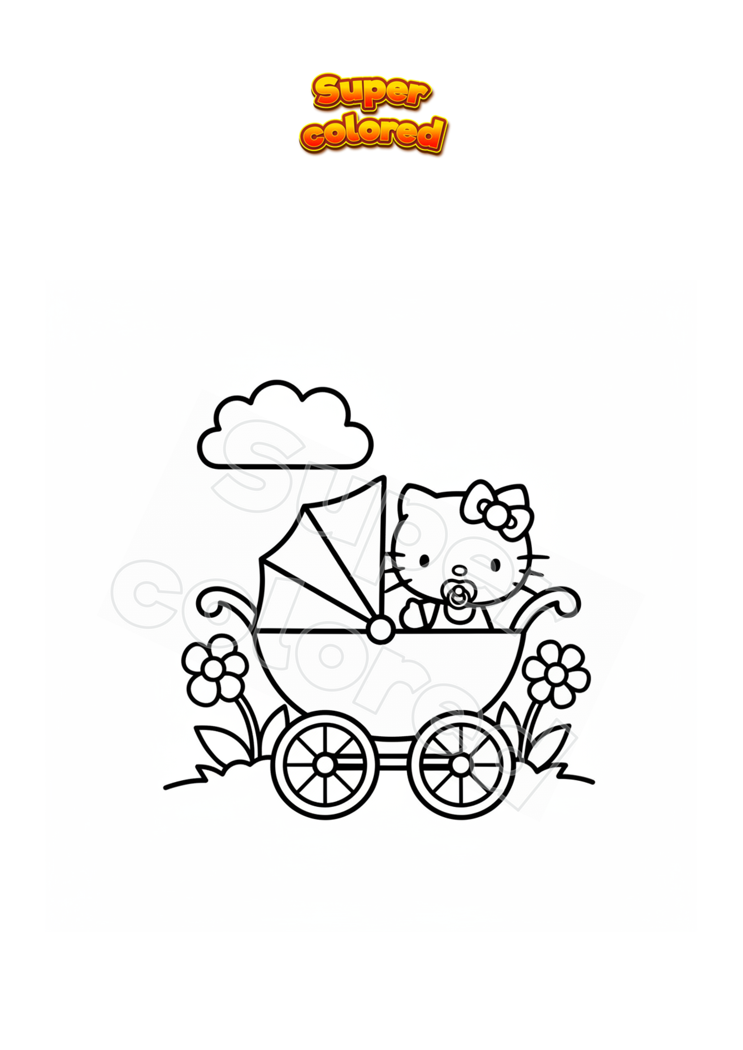 La Familia de Hello Kitty en la Panadería para colorear, imprimir e dibujar  –ColoringOnly.Com, image size:2481x3507