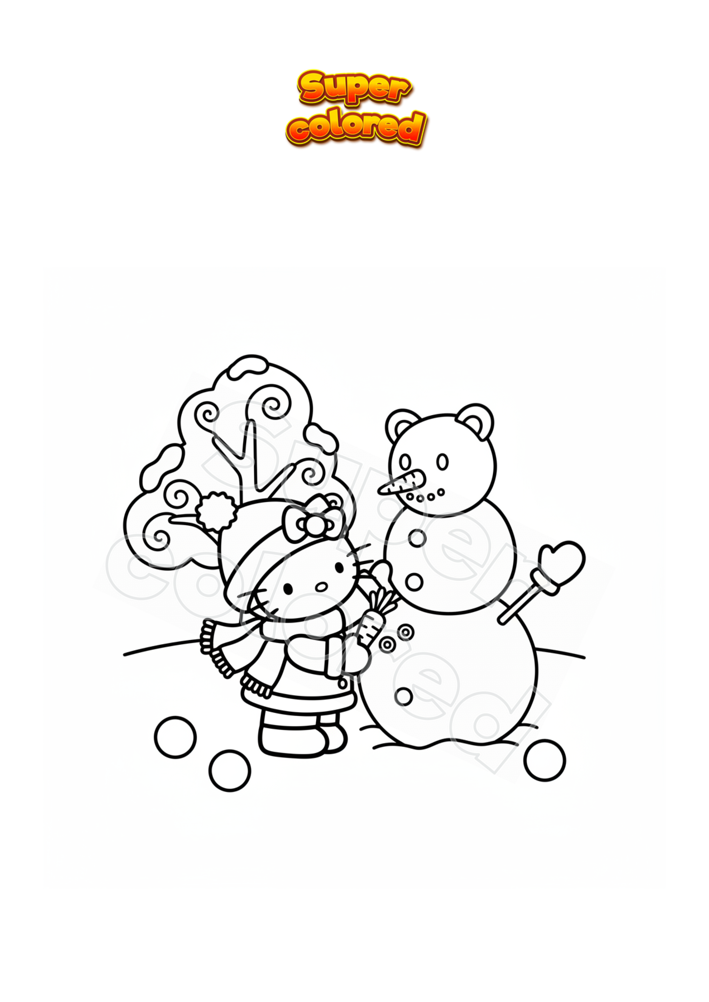 Hello Kitty En Hawái Para Colorear, image size:2481x3507