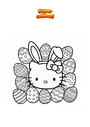 Dibujo para colorear Hello Kitty y huevos de Pascua