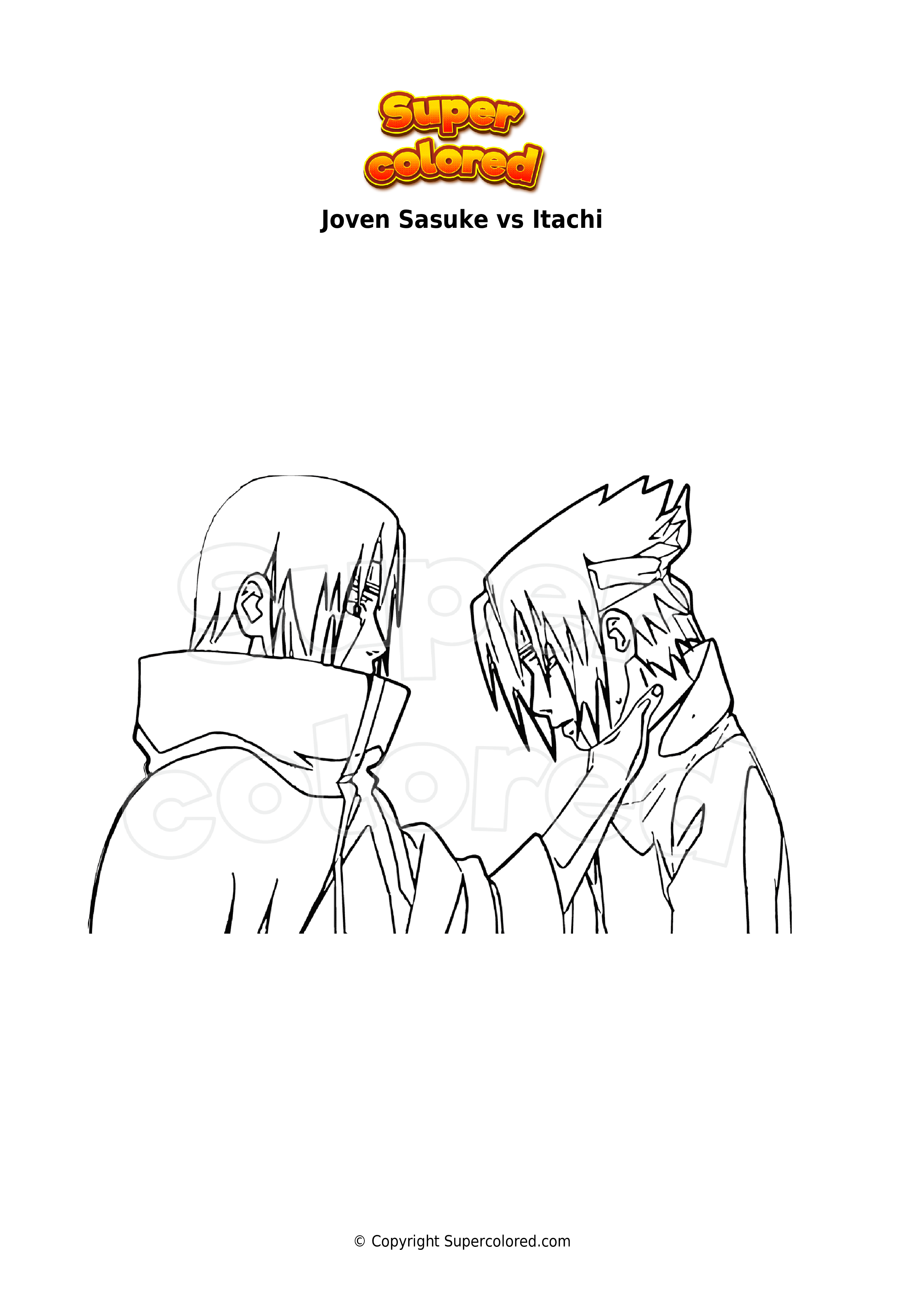 Dibujo para colorear Joven Sasuke vs Itachi 