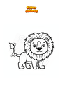 Dibujo para colorear León moviendo su cola