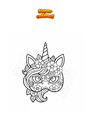 Dibujo para colorear Máscara de unicornio con flores