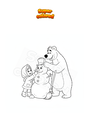 Dibujo para colorear Masha y el oso construyen un muñeco de nieve