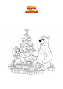 Dibujo para colorear Masha y el oso y el árbol de Navidad