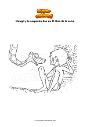 Dibujo para colorear Mowgli y la serpiente Kaa en El libro de la selva