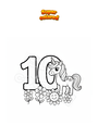 Dibujo para colorear Número 10 con unicornio