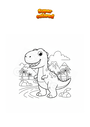 Dibujo para colorear Paisaje con dinosaurio