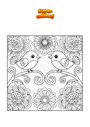 Dibujo para colorear Pájaros con flores Mandala Zentangle