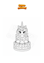 Dibujo para colorear Pastel de unicornio
