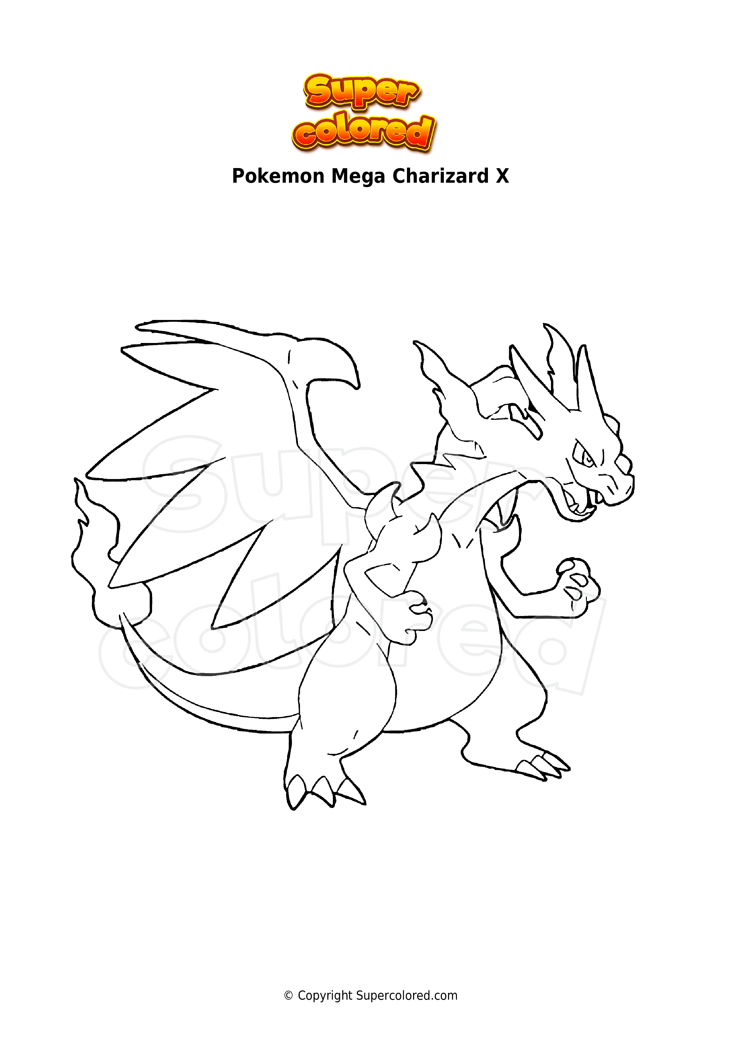 Dibujo para colorear Pokemon Mega Charizard X 