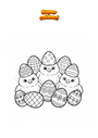Dibujo para colorear Pollitos con huevos de Pascua