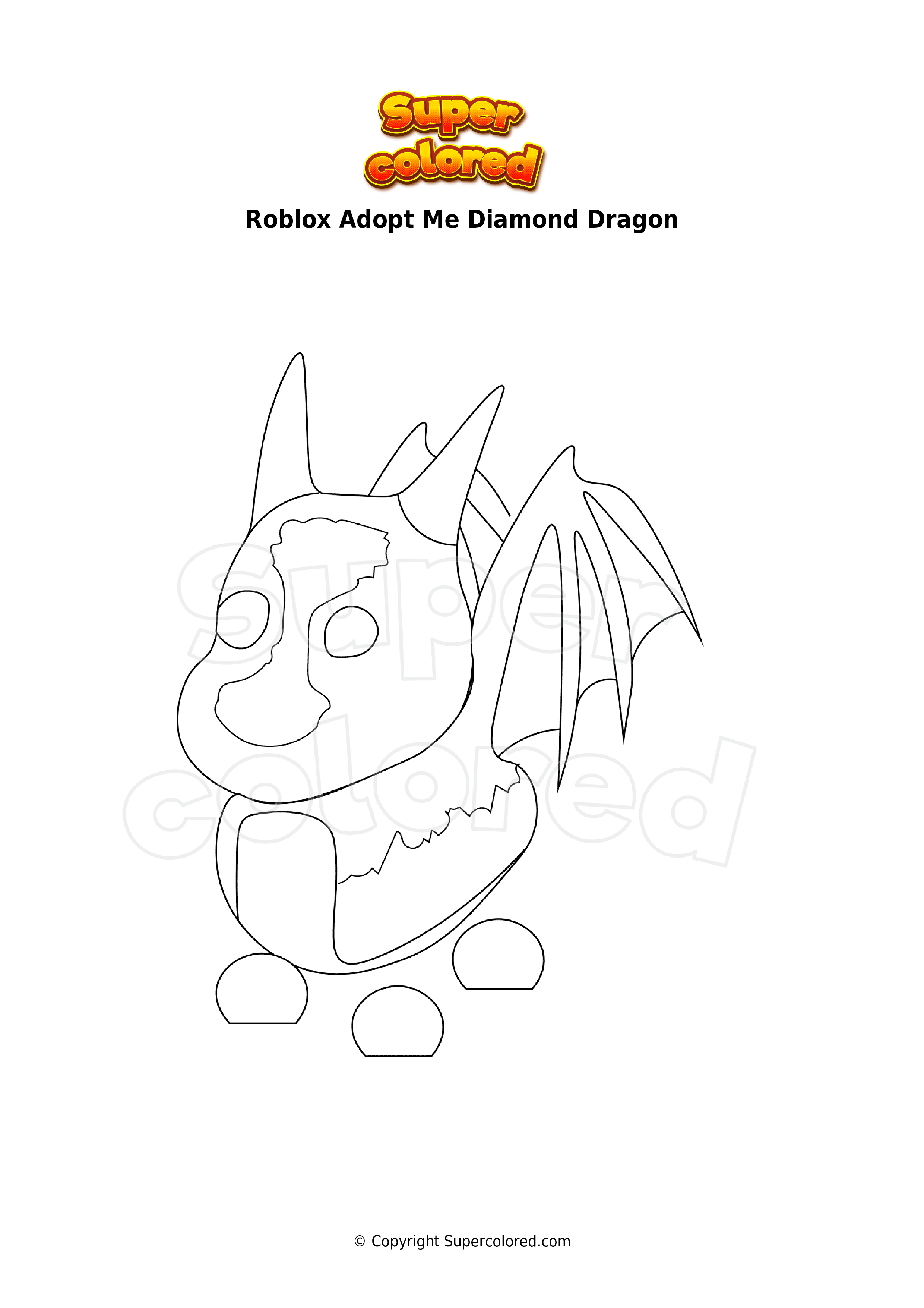 Dibujo para colorear Roblox Adopt Me Diamond Dragon 