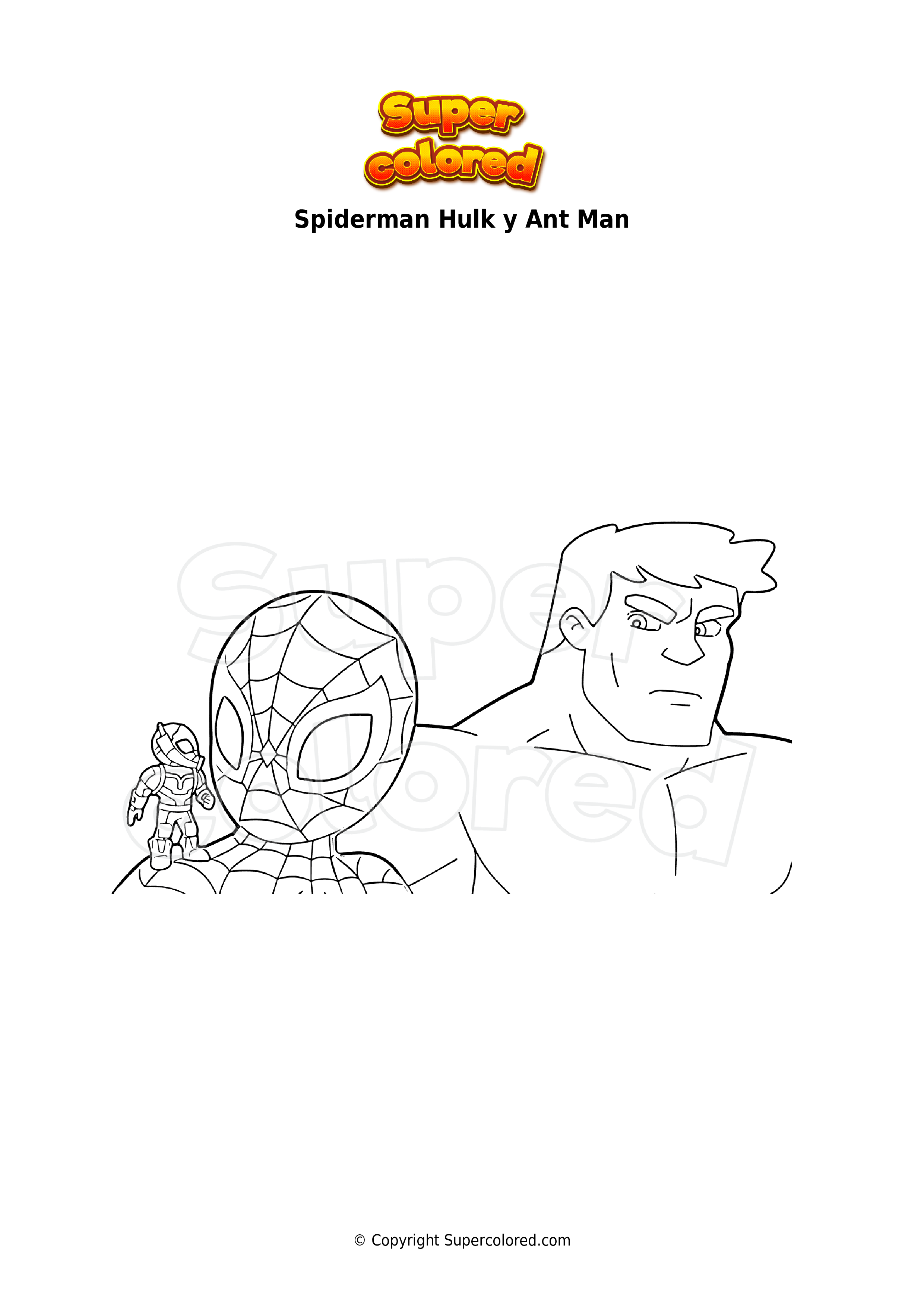 Dibujo para colorear Spiderman Hulk y Ant Man 