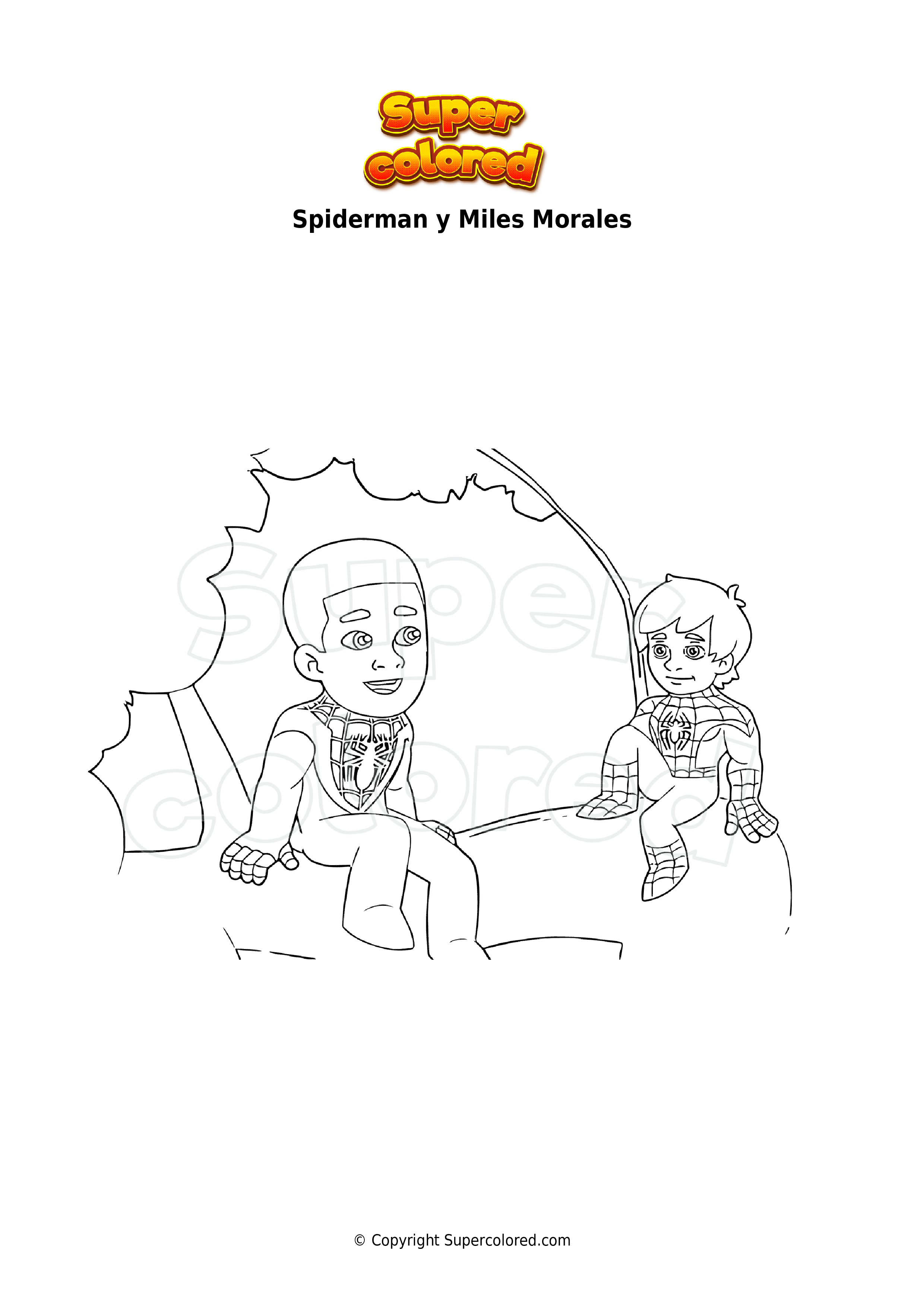 Dibujo para colorear Spiderman y Miles Morales 