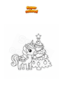 Dibujo para colorear Unicornio con arbol de navidad