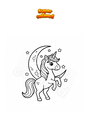 Dibujo para colorear Unicornio con luna