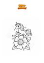 Dibujo para colorear Unicornio en flor