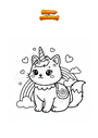 Dibujo para colorear Unicornio gato sentado