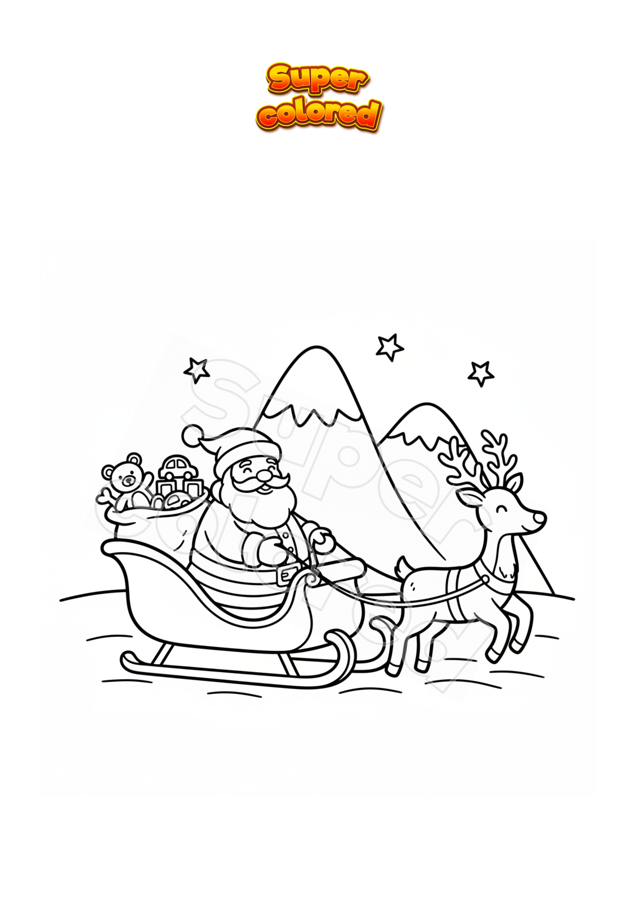 10 Disegni Da Colorare Slitte di Babbo Natale, image size:2481x3507