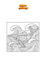 Disegno da colorare Balena fra le onde Mandala Zentangle