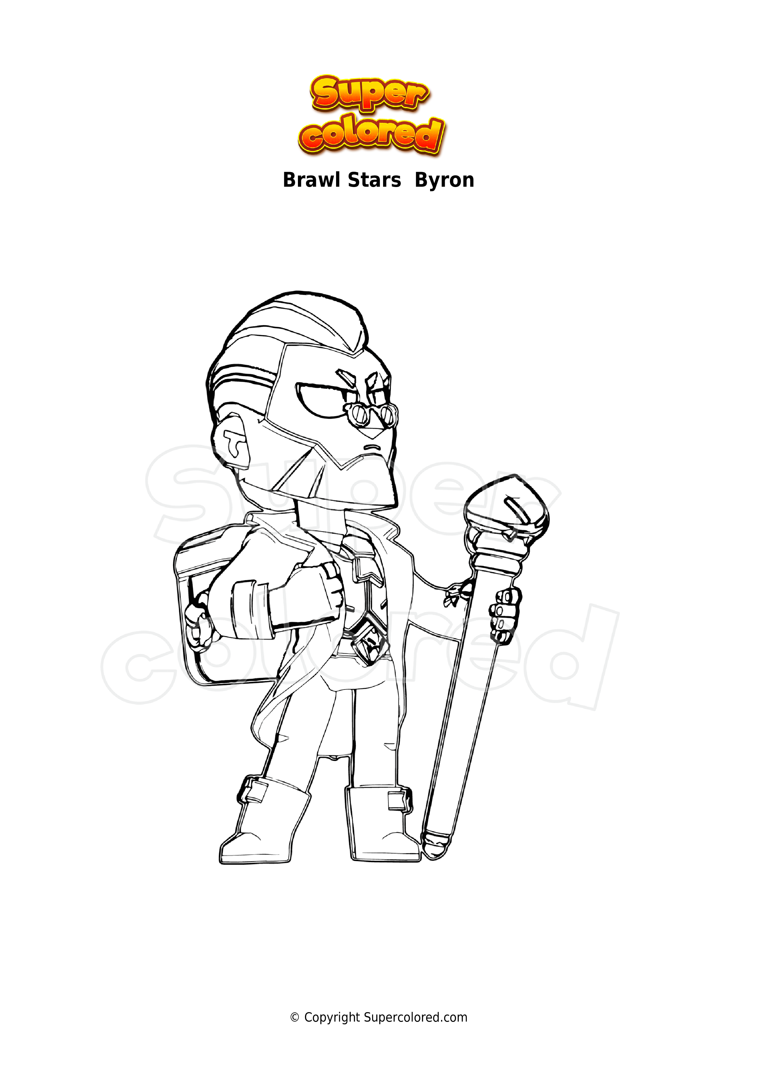 Disegno Da Colorare Brawl Stars Byron Supercolored Com - disegni di personaggi di brawl stars da colorare