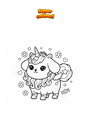 Disegno da colorare Cane unicorno Kawaii