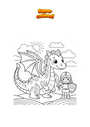 Disegno da colorare Drago con guerriero