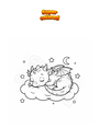 Disegno da colorare Drago cucciolo che dorme