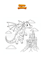Disegno da colorare Drago spaventoso che vola verso un castello
