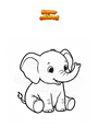 Disegno da colorare Elefante cucciolo seduto