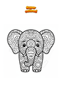 Disegno da colorare Elefante Mandala Zentangle