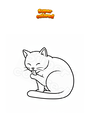 Disegno da colorare Gatto che si lecca la zampa