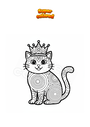 Disegno da colorare Gatto con corona Mandala Zentangle