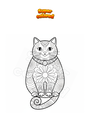 Disegno da colorare Grosso gatto Mandala Zentangle