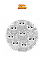 Disegno da colorare Gruppo di gufetti Mandala Zentangle