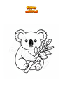Disegno da colorare Koala con ramo di eucalipto