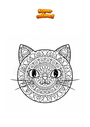 Disegno da colorare Muso di Gatto Mandala Zentangle