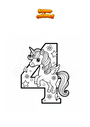 Disegno da colorare Numero 4 unicorno