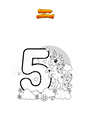 Disegno da colorare Numero 5 con unicorno